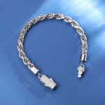 TWISTED LINK CHAIN BRACELET IN STERLING SILVER with MOISSANITE DIAMOND on LOCK
