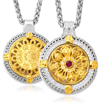 MOISSANITE DIAMOND VINTAGE SPINNER PENDANT IN STERLING SILVER