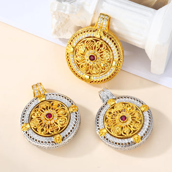 MOISSANITE DIAMOND VINTAGE SPINNER PENDANT IN STERLING SILVER