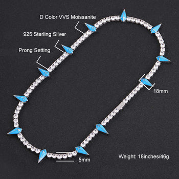 MOISSANITE DIAMOND BLACK PANTHER CHOKER TENNIS CHAIN IN STERLING SILVER