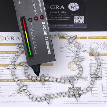 MOISSANITE DIAMOND BLACK PANTHER CHOKER TENNIS CHAIN IN STERLING SILVER