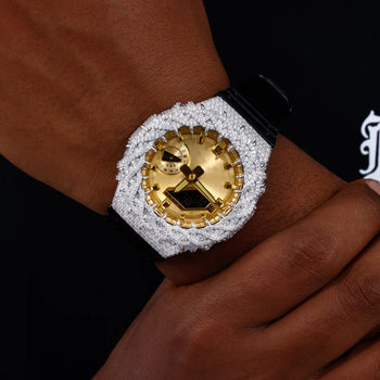 MOISSANITE DIAMOND WATCH BEZEL OR CASE IN STERLING SILVER FOR G-SHOCK GA2100