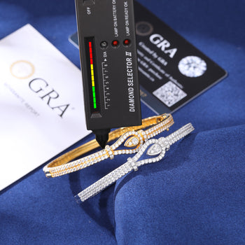 BRACELET ONGLET EN ARGENT MASSIF ET DIAMANTS EN FORME DE GOUTTE D'EAU