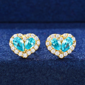 MOISSANITE DIAMOND WATER DROP HEART EARRINGS IN STERLING SILVER