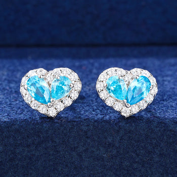 MOISSANITE DIAMOND WATER DROP HEART EARRINGS IN STERLING SILVER