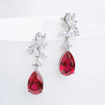 MOISSANITE DIAMOND WATER DROP RUBY EARRINGS IN STERLING SILVER
