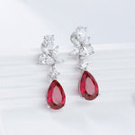 MOISSANITE DIAMOND WATER DROP RUBY EARRINGS IN STERLING SILVER