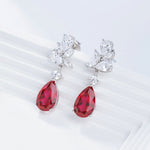 MOISSANITE DIAMOND WATER DROP RUBY EARRINGS IN STERLING SILVER