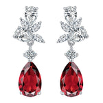 MOISSANITE DIAMOND WATER DROP RUBY EARRINGS IN STERLING SILVER