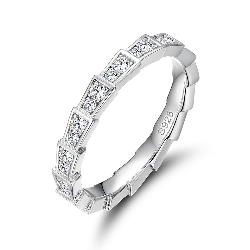 MOISSANITE DIAMOND WHIRLWIND SHAPE RING IN STERLING SILVER