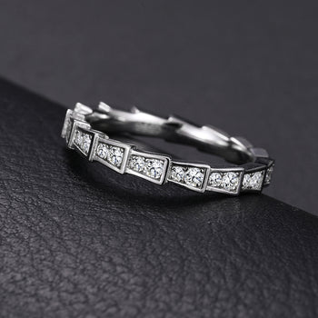 Bague en argent sterling sertie de diamants et de moissanite en forme de tourbillon