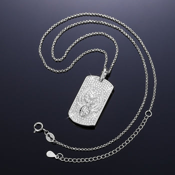 Pendentif grenade ailée en moissanite et diamants, en argent sterling