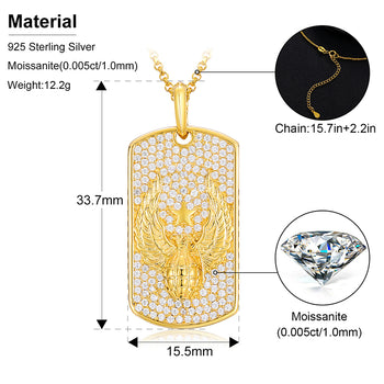 Pendentif grenade ailée en moissanite et diamants, en argent sterling