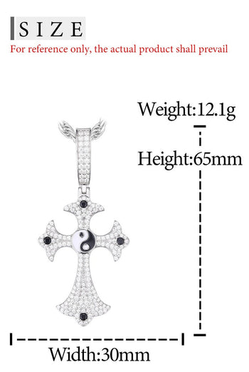 MOISSANIT-DIAMANT-YIN-YANG-KREUZANHÄNGER AUS STERLINGSILBER
