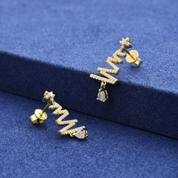 MOISSANIT-DIAMANT-ZICKZACK-WEIHNACHTSBAUM-OHRRINGE AUS STERLINGSILBER