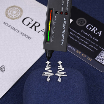 MOISSANIT-DIAMANT-ZICKZACK-WEIHNACHTSBAUM-OHRRINGE AUS STERLINGSILBER