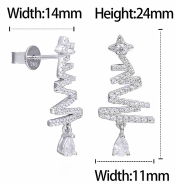 MOISSANIT-DIAMANT-ZICKZACK-WEIHNACHTSBAUM-OHRRINGE AUS STERLINGSILBER