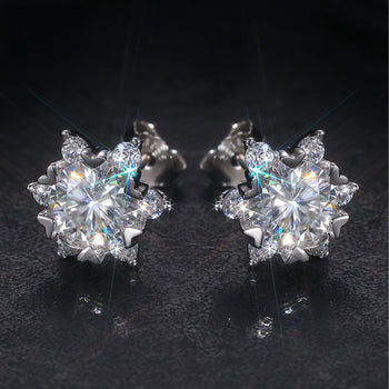 MOISSANITE DIAMOND STAR STUD EARRINGS IN STERLING SILVER - IVORY & EBONY