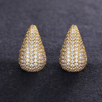 MOISSANITE DIAMONDS TEARDROP/WATERDROP STUD EARRINGS IN STERLING SILVER - IVORY & EBONY