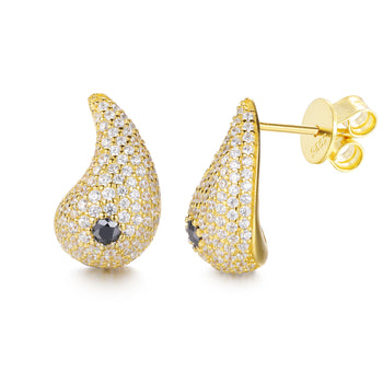 MOISSANITE DIAMONDS TEARDROP/WATERDROP STUD EARRINGS IN STERLING SILVER - IVORY & EBONY