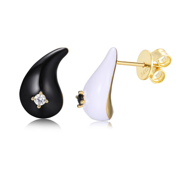 MOISSANITE DIAMONDS TEARDROP/WATERDROP STUD EARRINGS IN STERLING SILVER - IVORY & EBONY