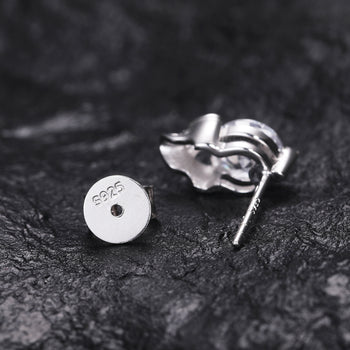 MOISSANITE DIAMOND LOVE HEART GHOST SKULL STUD EARRING IN STERLING SILVER - IVORY & EBONY