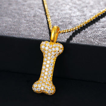 MOISSANIT-HUNDEKNOCHENANHÄNGER AUS STERLINGSILBER