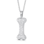 MOISSANITE DOG BONE PENDANT IN STERLING SILVER