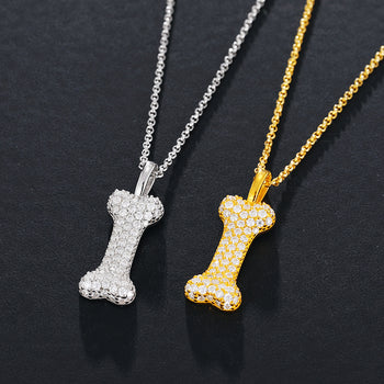 MOISSANIT-HUNDEKNOCHENANHÄNGER AUS STERLINGSILBER