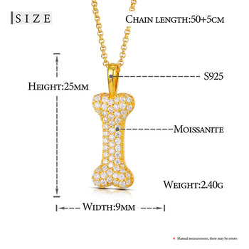 MOISSANIT-HUNDEKNOCHENANHÄNGER AUS STERLINGSILBER