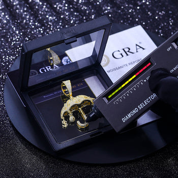 MOISSANITE DOLLAR MONEY BAG UMBRELLA PENDANT IN STERLING SILVER