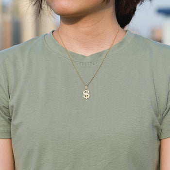 Pendentif en forme de dollar en moissanite et argent sterling