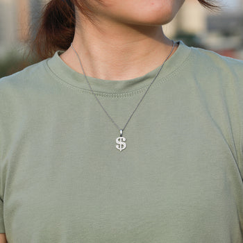 Pendentif en forme de dollar en moissanite et argent sterling