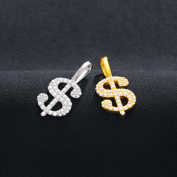 Pendentif en forme de dollar en moissanite et argent sterling