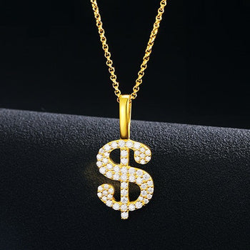 Pendentif en forme de dollar en moissanite et argent sterling