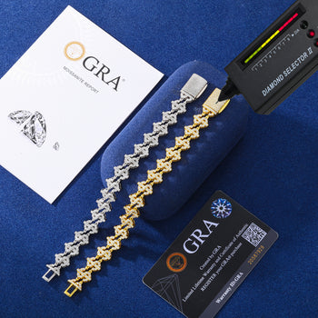 Bracelet en argent sterling orné de maillons en forme de dollar et de moissanite 