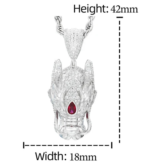 Jewelry product with specifications and certification details on a white background