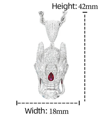 Jewelry product with specifications and certification details on a white background