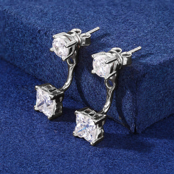 MOISSANITE DROP STUD EARRINGS IN STERLING SILVER