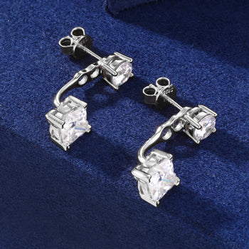 MOISSANITE DROP STUD EARRINGS IN STERLING SILVER