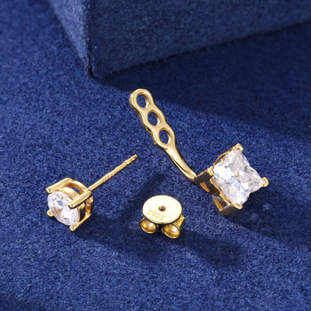 MOISSANITE DROP STUD EARRINGS IN STERLING SILVER