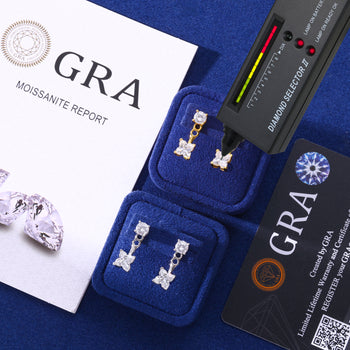 MOISSANITE DROP STUD EARRINGS IN STERLING SILVER