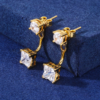 MOISSANITE DROP STUD EARRINGS IN STERLING SILVER