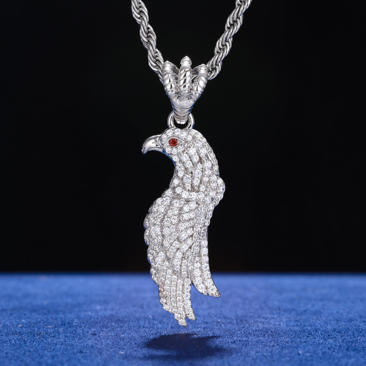 MOISSANITE EAGLE PENDANT IN STERLING SILVER
