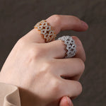 MOISSANITE ETERNITY BLOOM RING IN STERLING SILVER