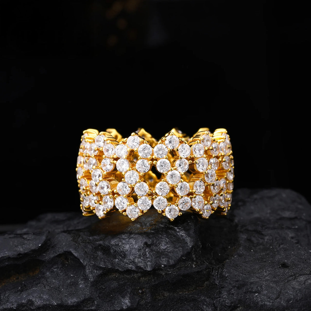 MOISSANITE ETERNITY BLOOM RING IN STERLING SILVER