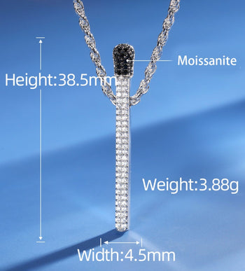 Pendentif flamme en moissanite et argent sterling