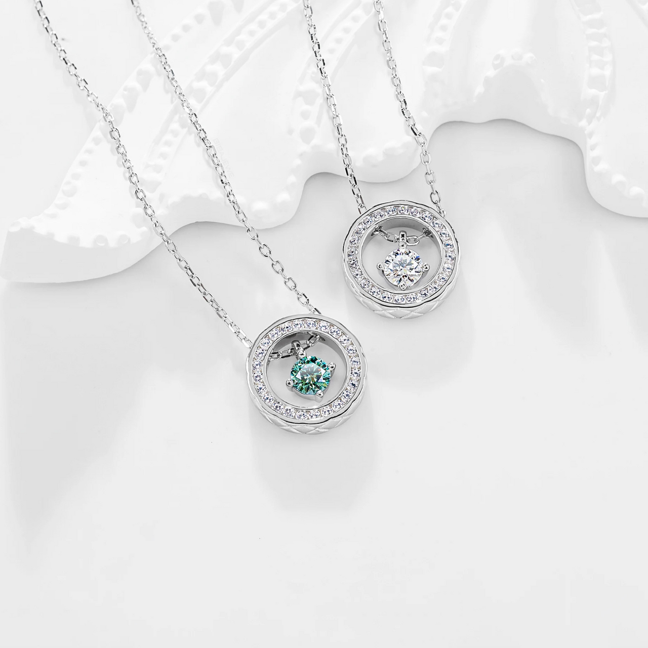 MOISSANITE FLOATING STONE DAINTY PENDANT IN STERLING SILVER