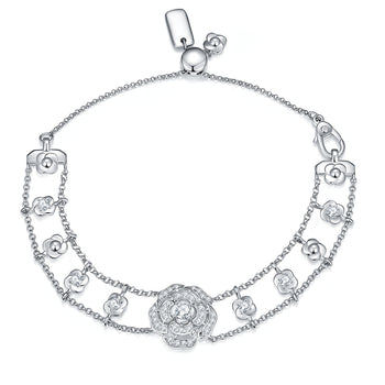 Bracelet en argent sterling orné de fleurs en moissanite
