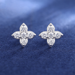 MOISSANITE FOUR LEAF CLOVER STUD EARRINGS IN STERLING SILVER STYLE 2